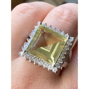 ADI 925 sterling silver huge cz cocktail ring size 6